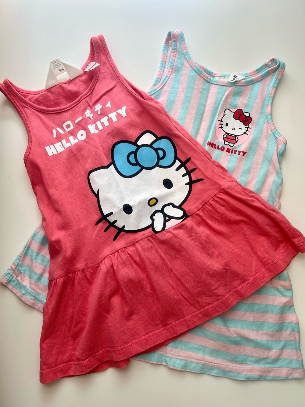 H&M Hello Kitty Pink Tank & Blue and Pink Striped Dress bundle size 2T